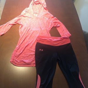 Under Armor workout set: crop leggings & hoodie